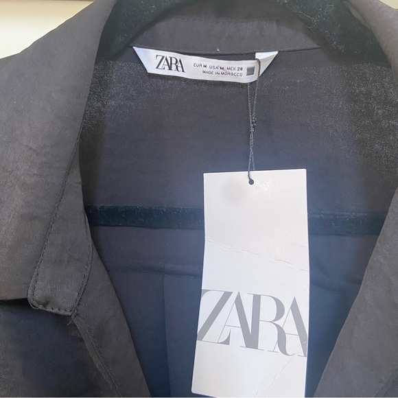 NWT Zara Satin Effect Cropped Button Up Blouse - Picture 5 of 6